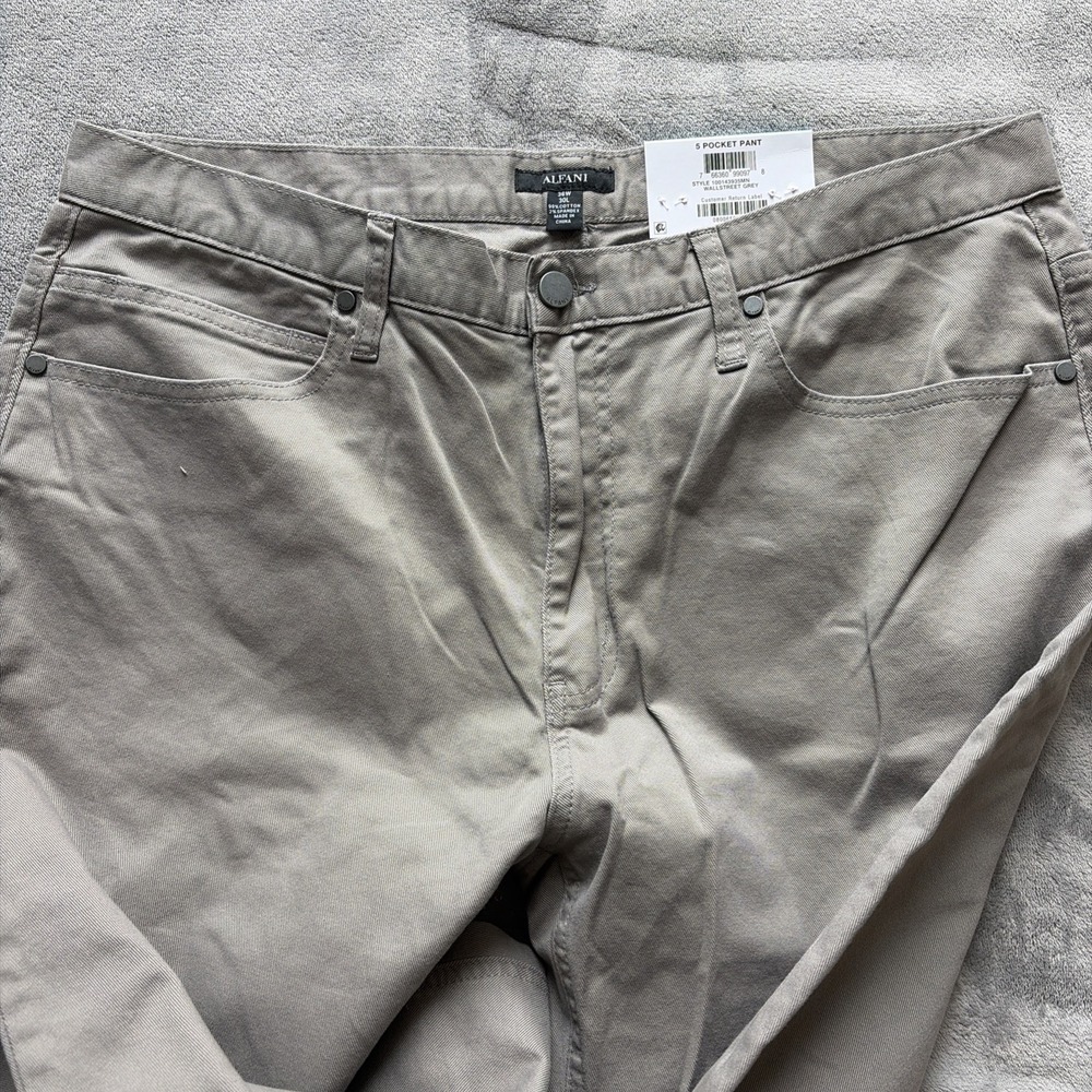 Lot of 2 ALFANI Men's Chino Pants Gray Beige 36x30 Straight Leg - NWT - Picture 5 of 6